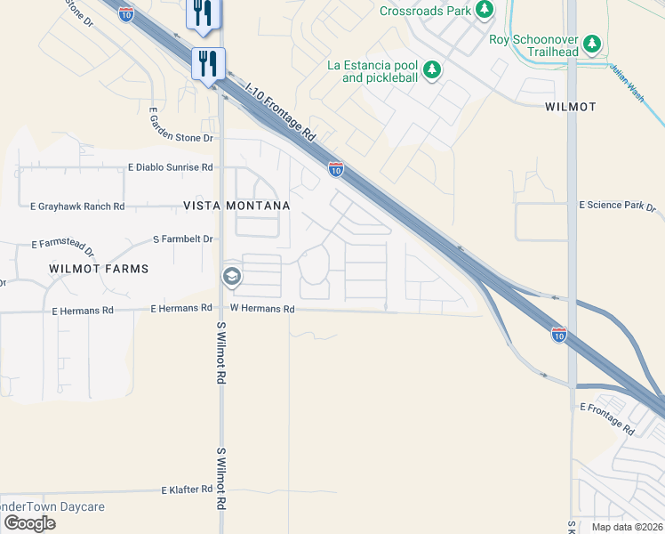 map of restaurants, bars, coffee shops, grocery stores, and more near 8036 South Tate Loop in Tucson