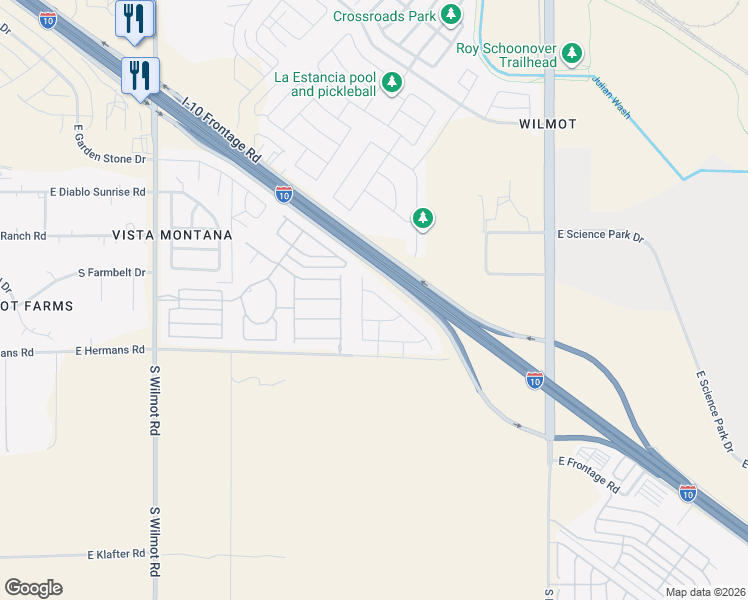 map of restaurants, bars, coffee shops, grocery stores, and more near 7976 South Dolphin Way in Tucson