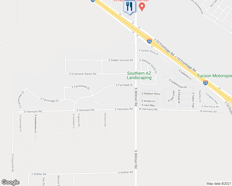 map of restaurants, bars, coffee shops, grocery stores, and more near 7962 South Farmhills Place in Tucson