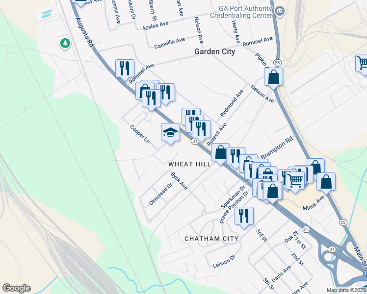 map of restaurants, bars, coffee shops, grocery stores, and more near 100 Wheathill Rd in Garden City