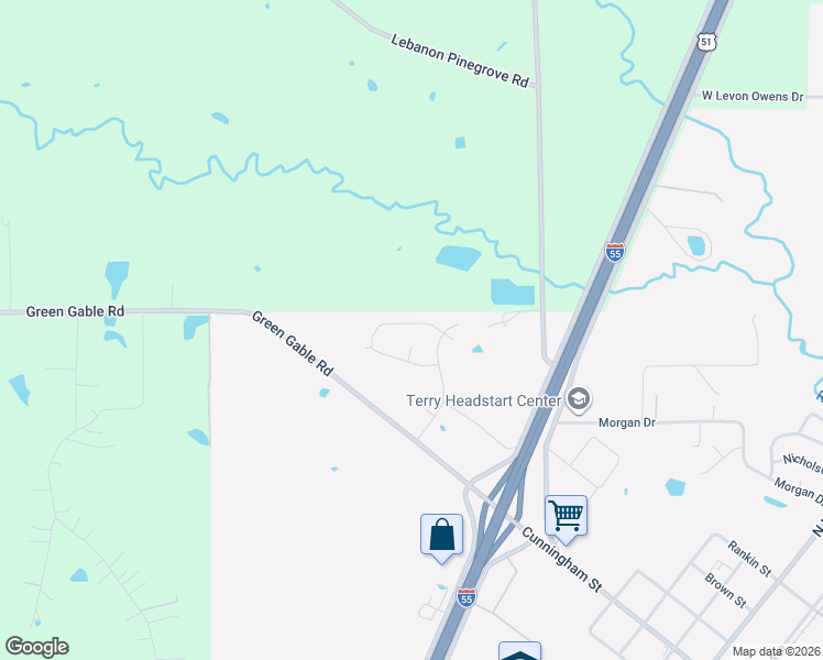 map of restaurants, bars, coffee shops, grocery stores, and more near 366 Greystone Pointe in Terry