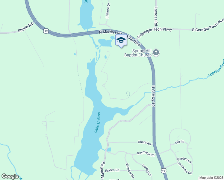 map of restaurants, bars, coffee shops, grocery stores, and more near 198 Lakeshore Drive in Americus