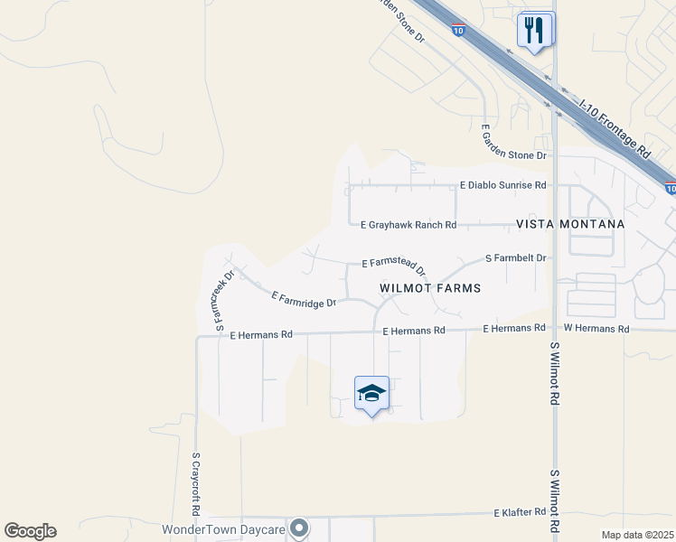 map of restaurants, bars, coffee shops, grocery stores, and more near 7970 South Farmdale Drive in Tucson