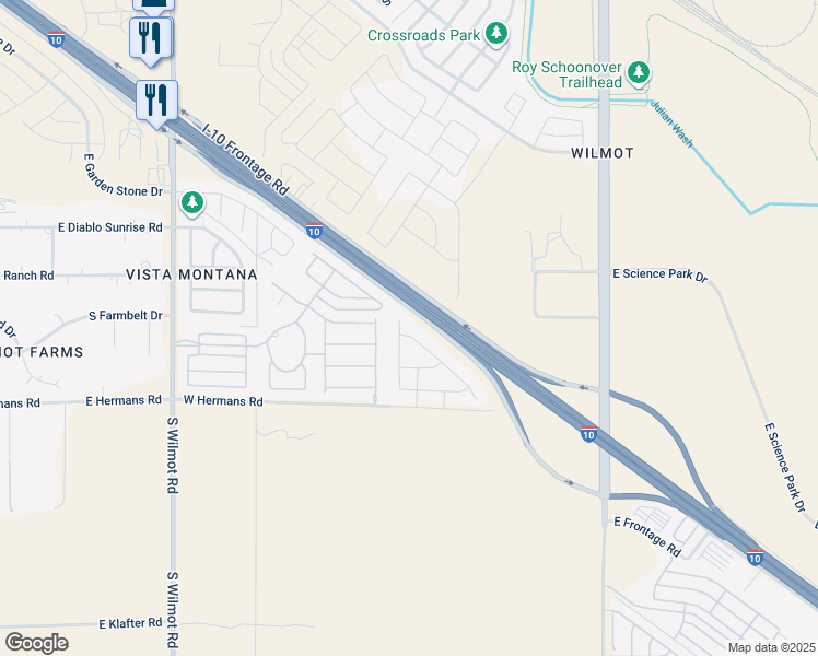 map of restaurants, bars, coffee shops, grocery stores, and more near 7963 South Dolphin Way in Tucson