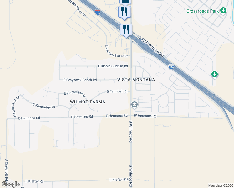 map of restaurants, bars, coffee shops, grocery stores, and more near 7963 South Farmhills Place in Tucson
