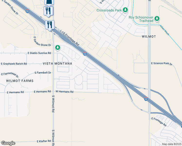 map of restaurants, bars, coffee shops, grocery stores, and more near 6615 East Cooperstown Drive in Tucson