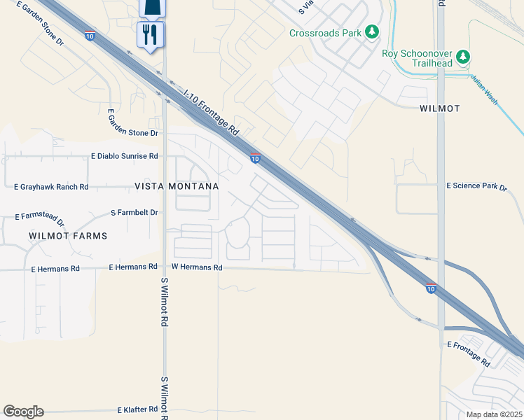map of restaurants, bars, coffee shops, grocery stores, and more near 6577 East Cooperstown Drive in Tucson