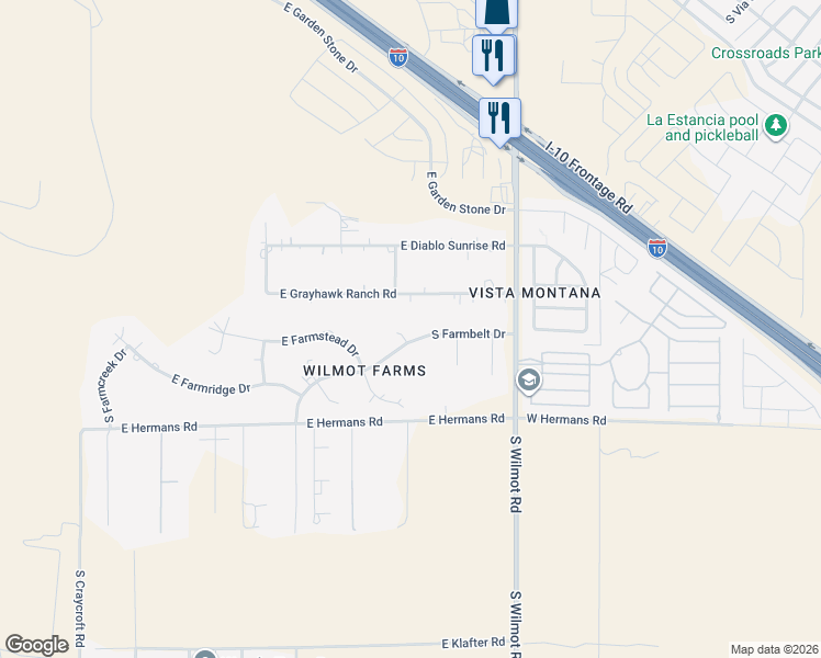 map of restaurants, bars, coffee shops, grocery stores, and more near 7965 South Farmbelt Drive in Tucson
