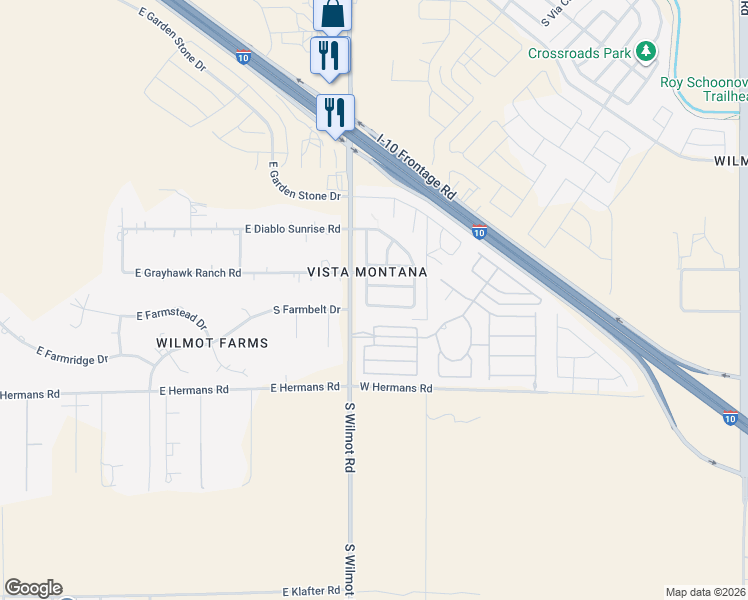 map of restaurants, bars, coffee shops, grocery stores, and more near 6349 East Sage Stone Street in Tucson