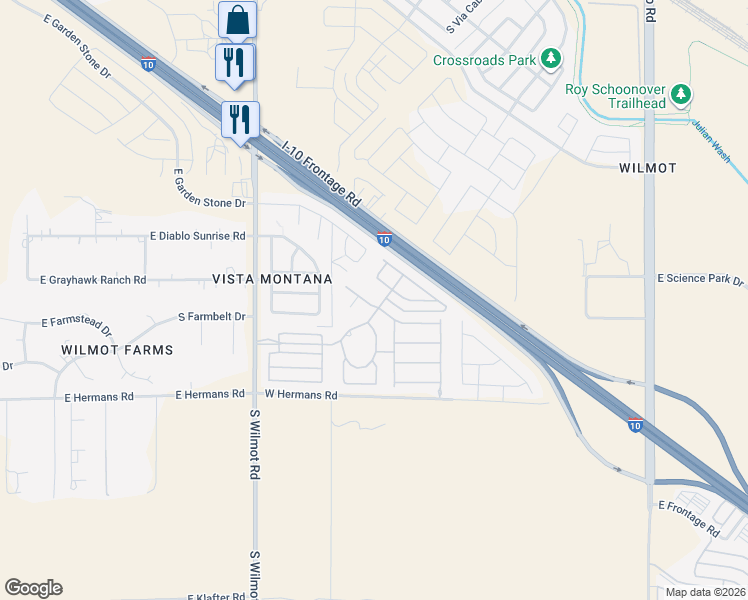 map of restaurants, bars, coffee shops, grocery stores, and more near 6537 East Cooperstown Drive in Tucson