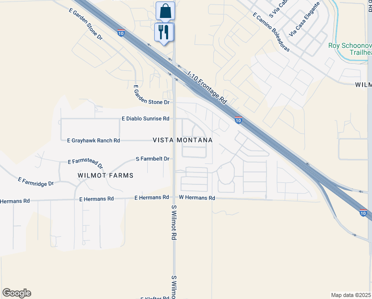 map of restaurants, bars, coffee shops, grocery stores, and more near 6350 East Star Mica Street in Tucson