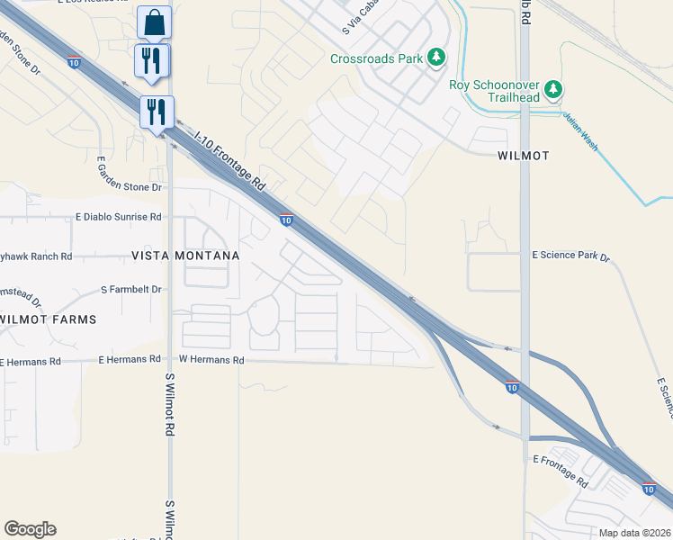 map of restaurants, bars, coffee shops, grocery stores, and more near 6669 East Ladonna Lane in Tucson