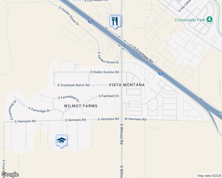 map of restaurants, bars, coffee shops, grocery stores, and more near 6272 East Grayhawk Ranch Road in Tucson