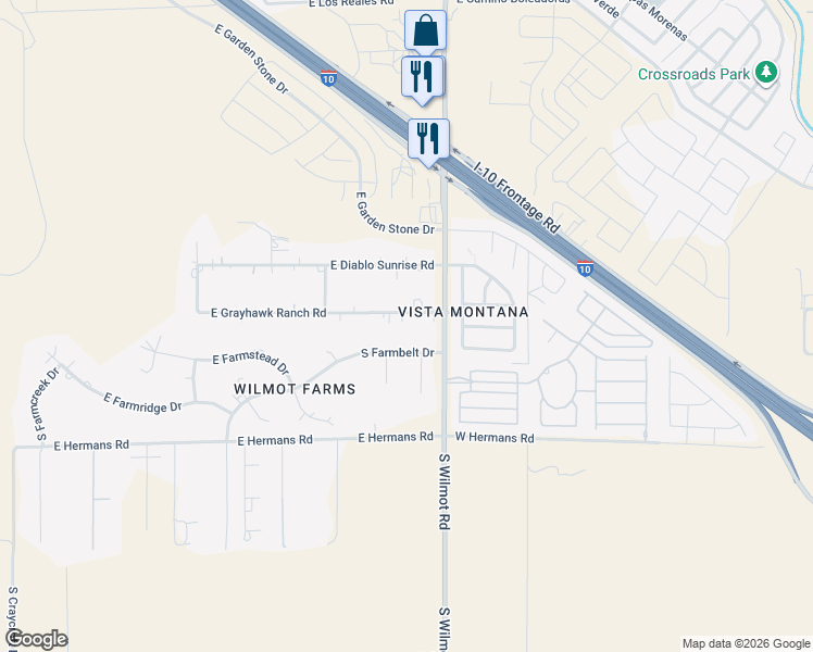 map of restaurants, bars, coffee shops, grocery stores, and more near 6272 East Grayhawk Ranch Road in Tucson