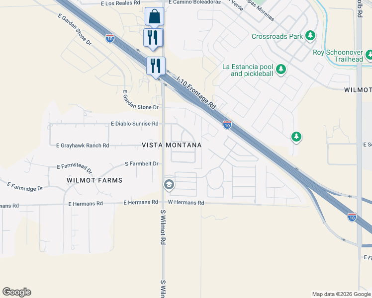 map of restaurants, bars, coffee shops, grocery stores, and more near 6397 East Star Mica Street in Tucson