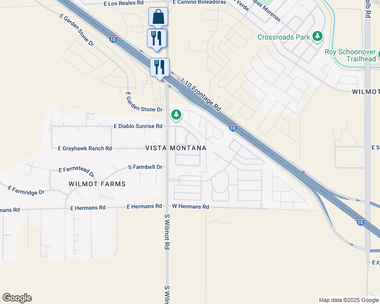map of restaurants, bars, coffee shops, grocery stores, and more near 6397 East Star Mica Street in Tucson
