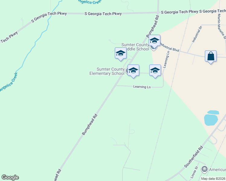 map of restaurants, bars, coffee shops, grocery stores, and more near 512-564 Bumphead Road in Americus