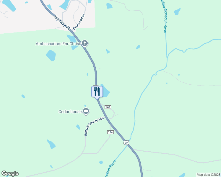 map of restaurants, bars, coffee shops, grocery stores, and more near 17716 Highway 29 in Union Springs