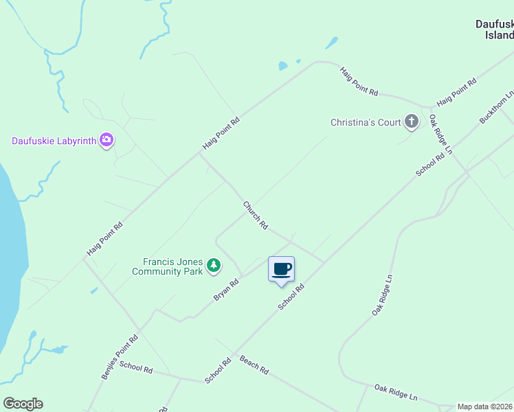 map of restaurants, bars, coffee shops, grocery stores, and more near 128 Frances Jones Boulevard in Daufuskie Island