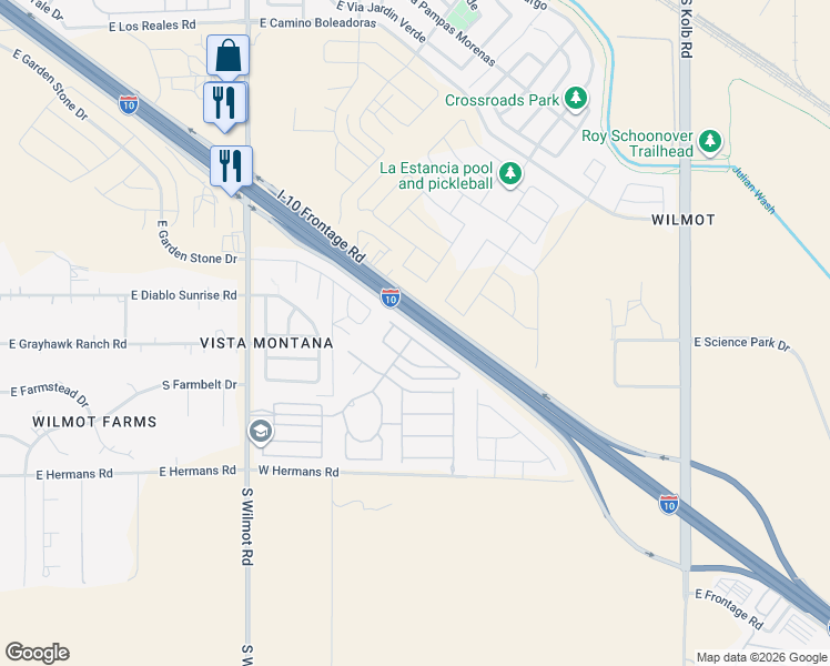 map of restaurants, bars, coffee shops, grocery stores, and more near 6603 East Ladonna Lane in Tucson