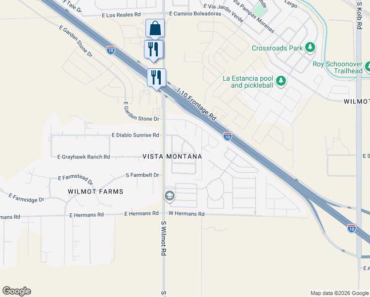map of restaurants, bars, coffee shops, grocery stores, and more near 7859 South Hidden Stone Lane in Tucson