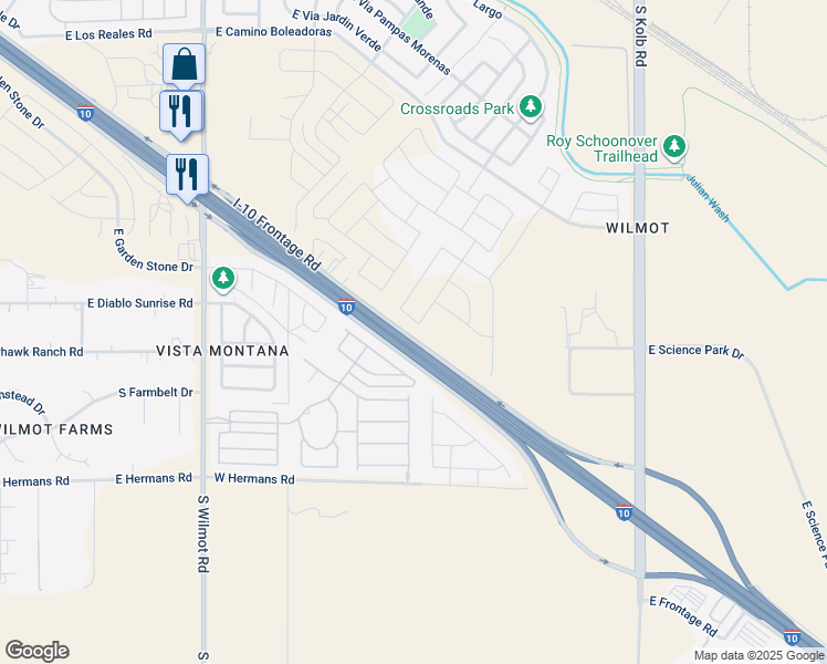 map of restaurants, bars, coffee shops, grocery stores, and more near 6711 East Benson Highway in Tucson
