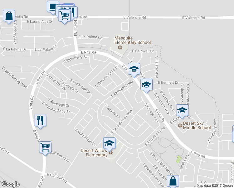 map of restaurants, bars, coffee shops, grocery stores, and more near 7765 South Precious Opal Drive in Tucson