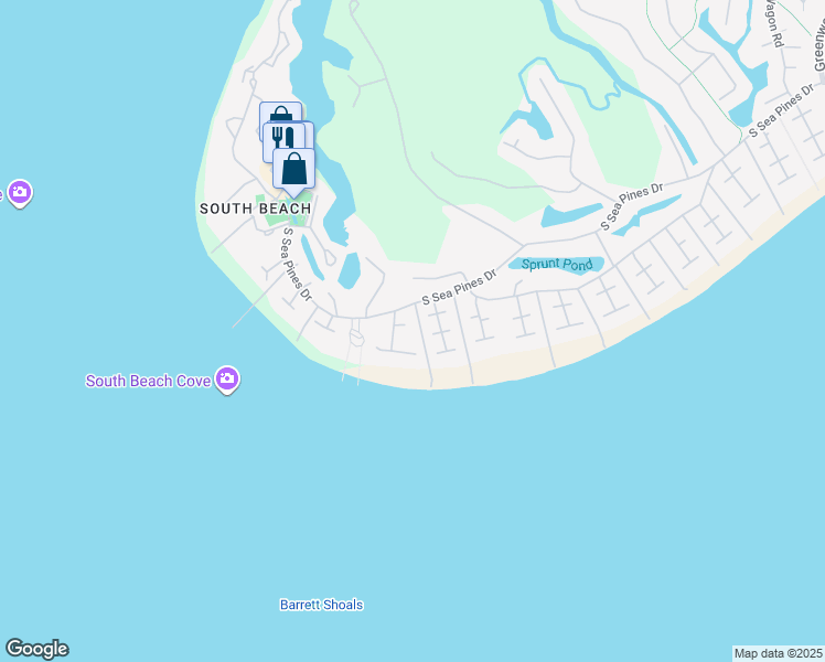 map of restaurants, bars, coffee shops, grocery stores, and more near 5 Painted Bunting Road in Hilton Head Island