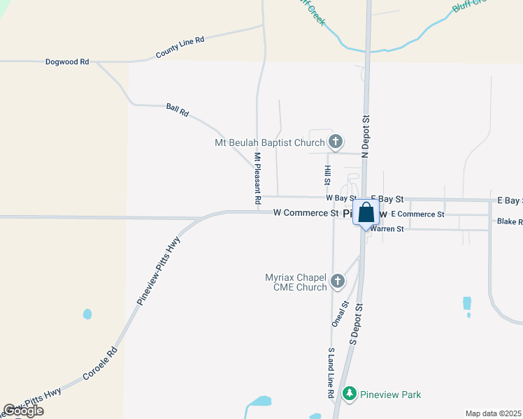 map of restaurants, bars, coffee shops, grocery stores, and more near 308 West Commerce Street in Pineview