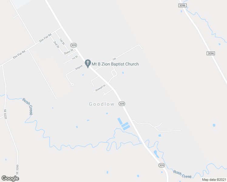 map of restaurants, bars, coffee shops, grocery stores, and more near 218 Texas 309 in Kerens