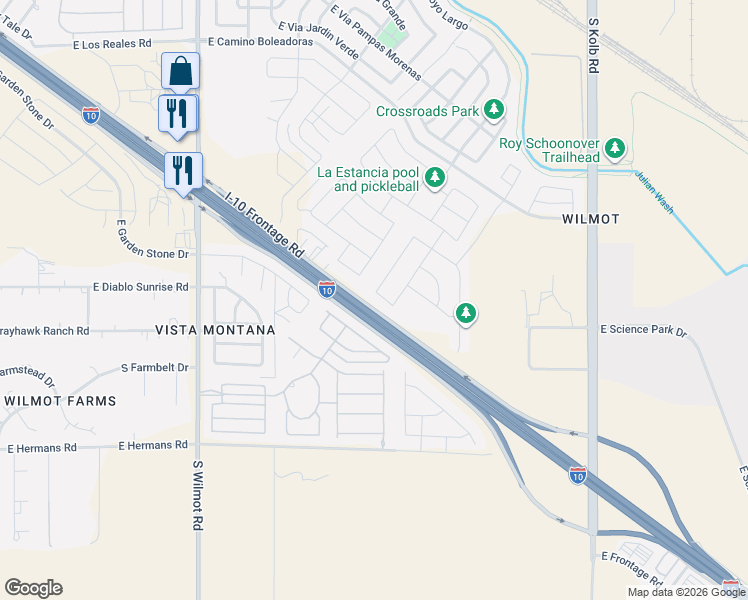 map of restaurants, bars, coffee shops, grocery stores, and more near 6658 East Paseo Del Cachapo in Tucson