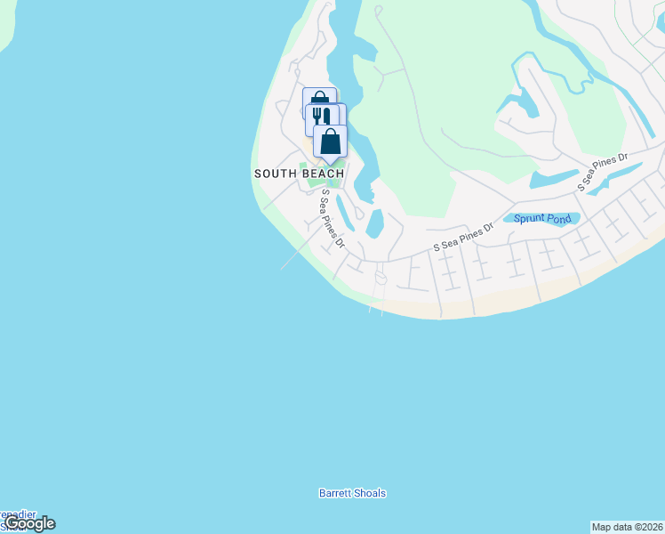 map of restaurants, bars, coffee shops, grocery stores, and more near 5 Brown Pelican Road in Hilton Head Island