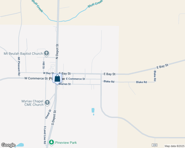 map of restaurants, bars, coffee shops, grocery stores, and more near 402 East Bay Street in Pineview