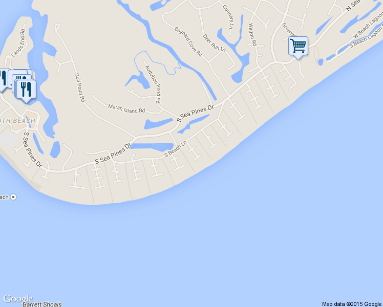 map of restaurants, bars, coffee shops, grocery stores, and more near 10 Marsh Wren Rd in Hilton Head Island