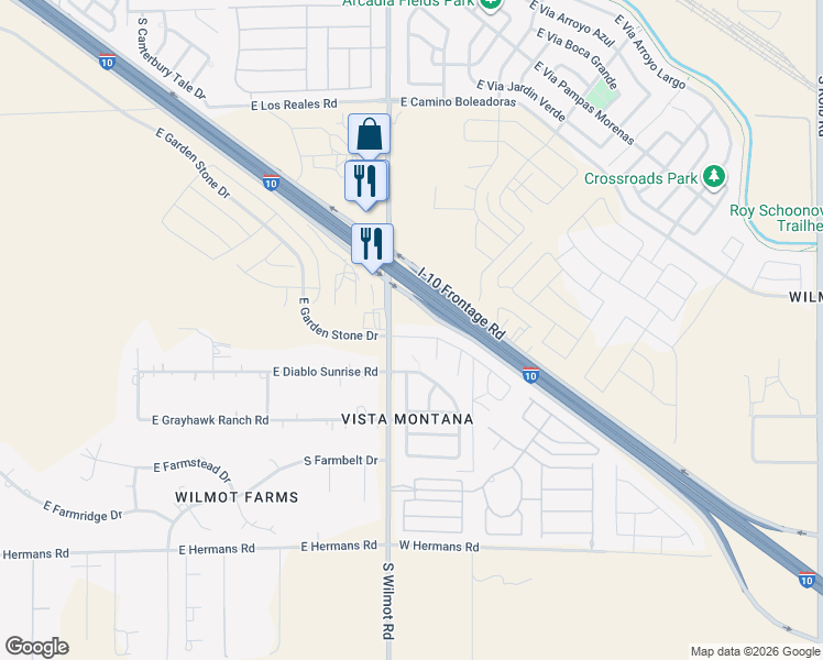 map of restaurants, bars, coffee shops, grocery stores, and more near 6320 East Garden Stone Drive in Tucson