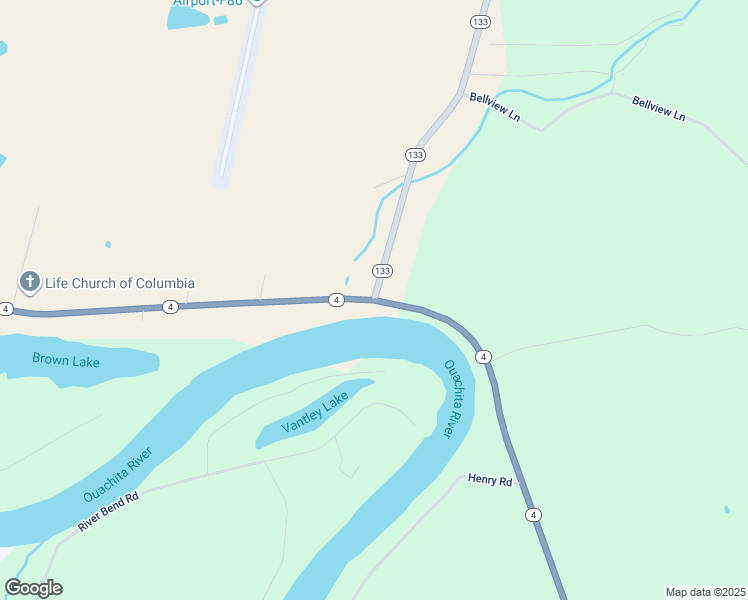 map of restaurants, bars, coffee shops, grocery stores, and more near 6523 Louisiana 133 in Columbia
