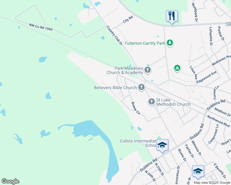 map of restaurants, bars, coffee shops, grocery stores, and more near 1725 Clearbrook Lane in Corsicana