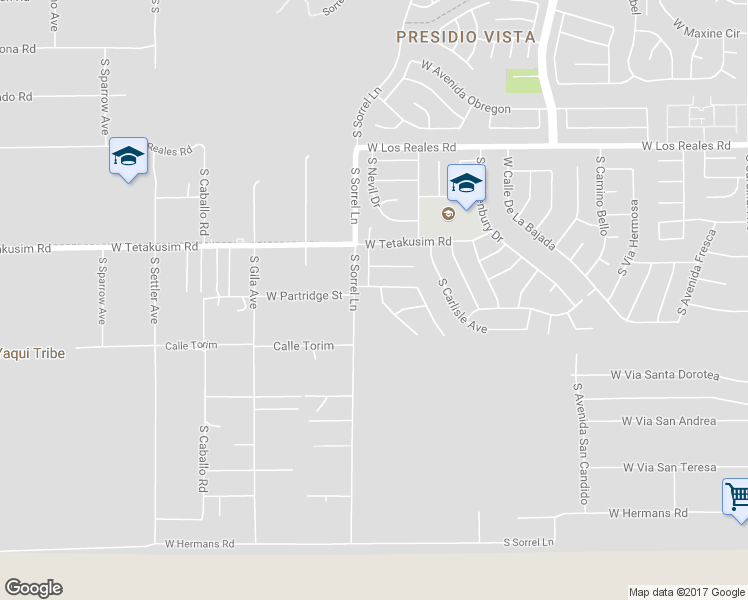map of restaurants, bars, coffee shops, grocery stores, and more near 7602 South Bosworth Field Way in Tucson
