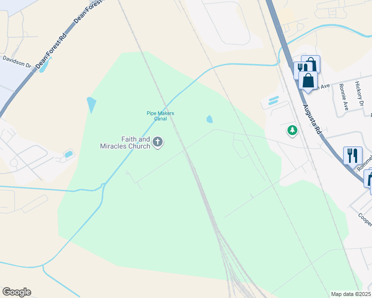 map of restaurants, bars, coffee shops, grocery stores, and more near 401 Big Hill Road in Savannah
