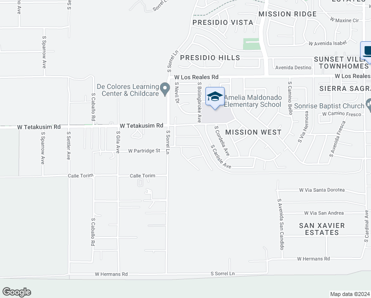 map of restaurants, bars, coffee shops, grocery stores, and more near 3725 West TYBOLT Drive in Tucson