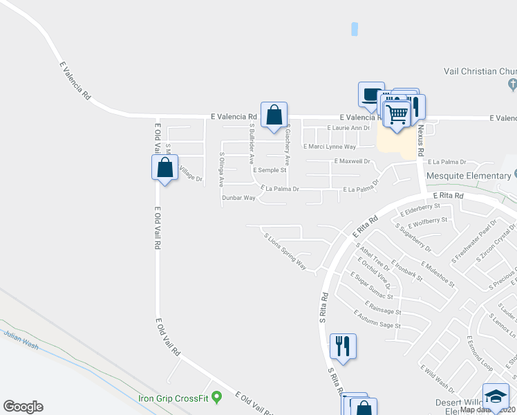 map of restaurants, bars, coffee shops, grocery stores, and more near 8724 East La Palma Drive in Tucson