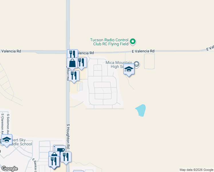 map of restaurants, bars, coffee shops, grocery stores, and more near 10546 Bonpland Willow Drive in Tucson