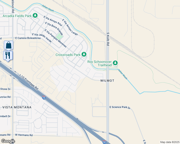 map of restaurants, bars, coffee shops, grocery stores, and more near 7520 South Circulo Rio Blanco in Tucson