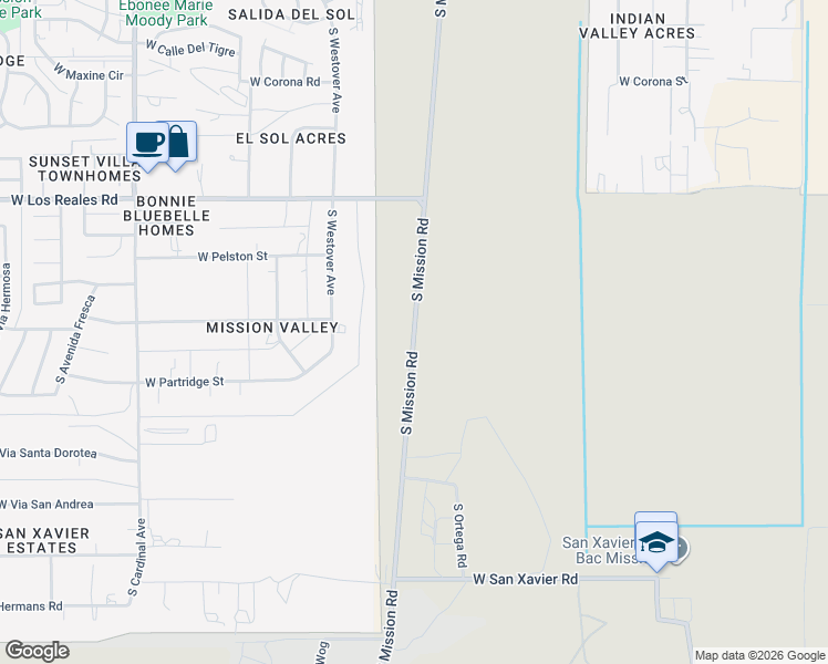 map of restaurants, bars, coffee shops, grocery stores, and more near 7693 South Mission Road in Tucson