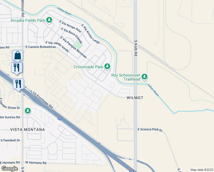 map of restaurants, bars, coffee shops, grocery stores, and more near 7554 South Circulo Rio Blanco in Tucson