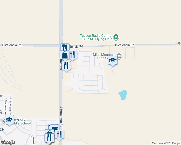 map of restaurants, bars, coffee shops, grocery stores, and more near 10546 Bonpland Willow Drive in Tucson