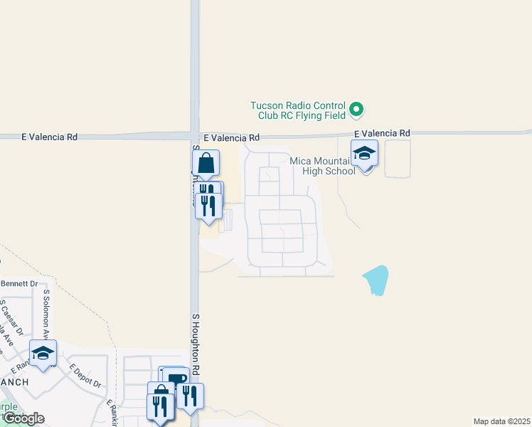 map of restaurants, bars, coffee shops, grocery stores, and more near 10498 Bonpland Willow Drive in Tucson
