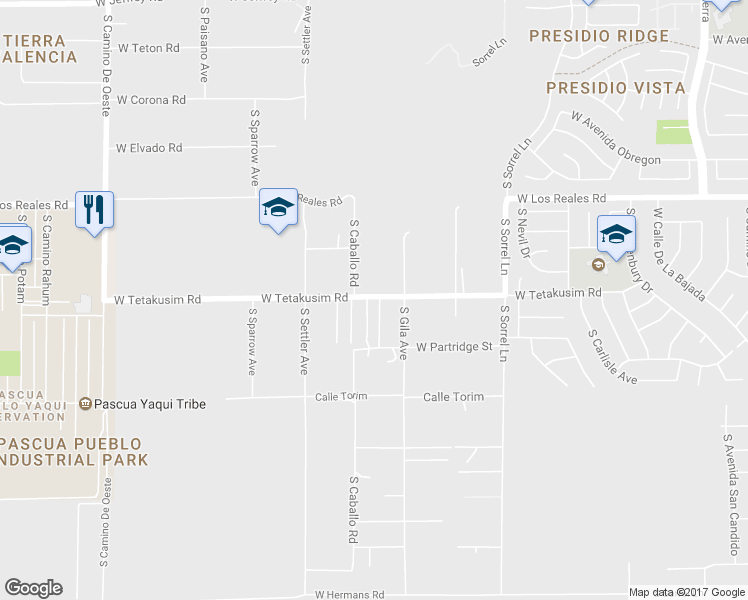 map of restaurants, bars, coffee shops, grocery stores, and more near 4051 West Tetakusim Road in Tucson