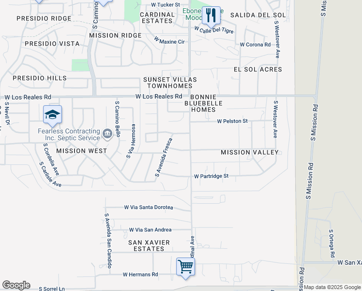 map of restaurants, bars, coffee shops, grocery stores, and more near 2941 West Cranbrook Street in Tucson