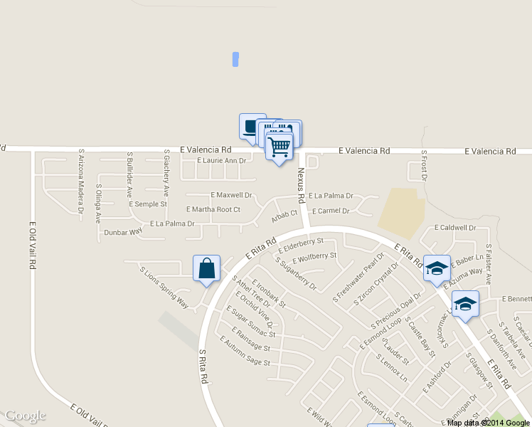 map of restaurants, bars, coffee shops, grocery stores, and more near 9063 East La Palma Drive in Tucson